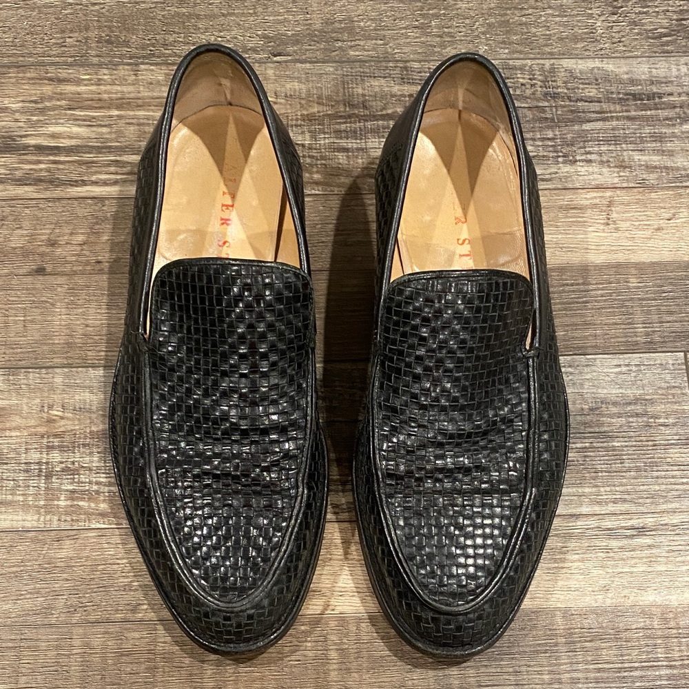 Walter Steiger Black Woven Leather Loafers